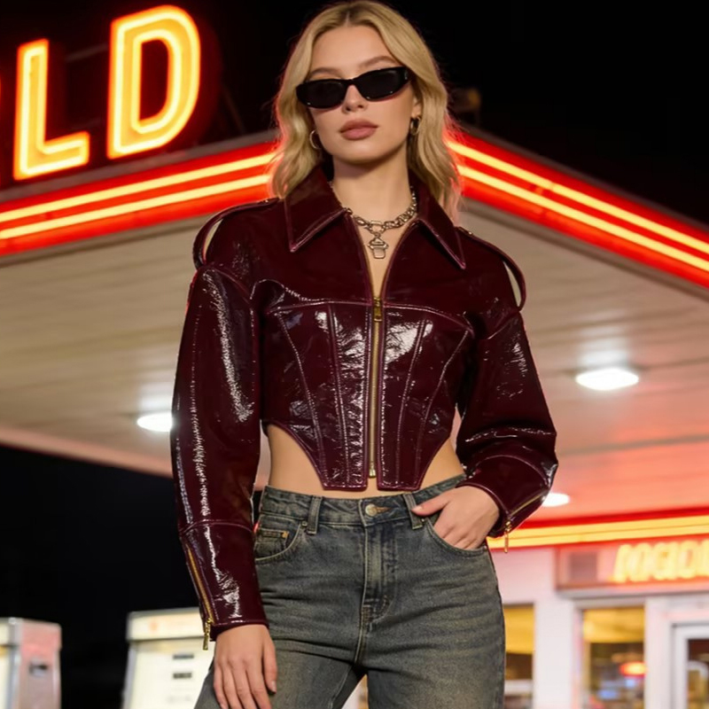 Riding Jacket Leather - Jaket Kulit Wanita Vintage Model Chic,