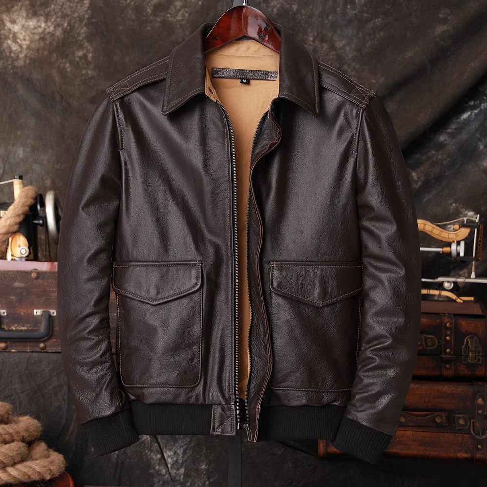 Riding Jacket Leather - Jaket Kulit Asli Pilot Bomber A2